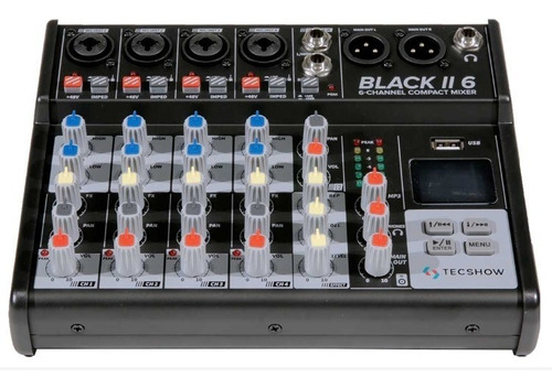 Consola Mixer Tecshow Black Ii 6 Usb Bluetooh Efectos  