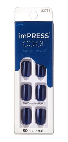 Uñas Impress Color / Press-on - Modelo Never Too Navy