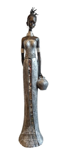 Figura Escultura Africana 91cm Grande Resina Deco Zn Ct