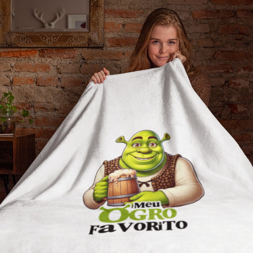 Coberta Casal Com Fronhas Shrek Ogro Frio Inverno Presente