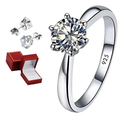Anillo Compromiso Promesa Diamante Plata 925 Oro 14k