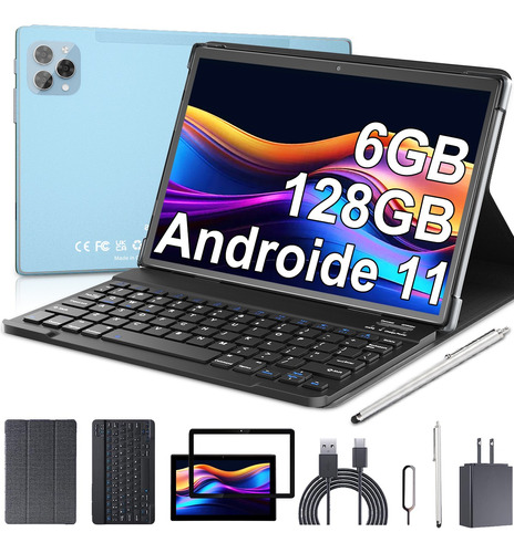 Tablet 10.1'' 6+128gb Ram Android 11 Fhd Con Teclado Y Funda