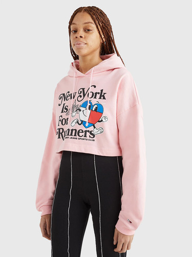 Polerón Hoodie Logo Sport Runners Mujer Tommy Hilfiger Rosa