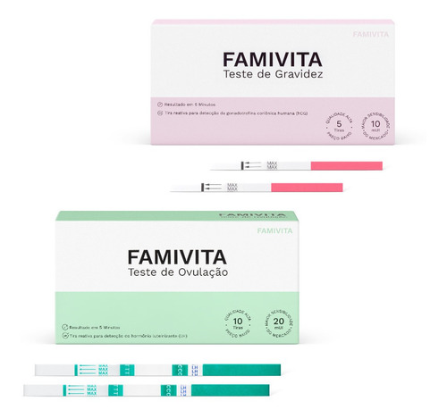 Kit Com 20 Testes De Ovulação Famivita +5 Testes De Gravidez