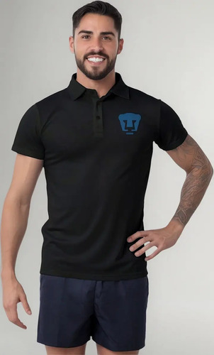 Jersey Playera Tipo Polo México Fútbol Pumas Unam Logo Azul