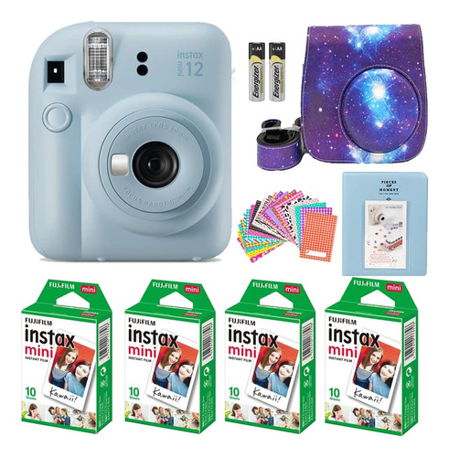 Cámara Fujifilm Instax Mini 12, Azul Pastel, C/ Accesorios