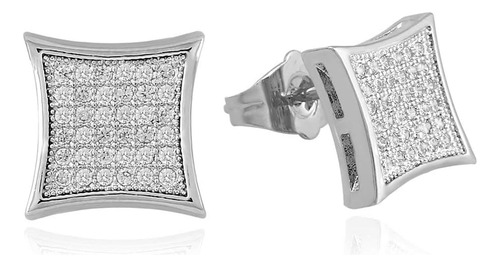 Lureen Pendiente Para Hombre Plata 11 Mm Cuadrado Cz Stud Pe