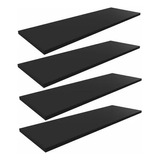 Kit 4 Prateleiras 80x25cm Mdf Preto Suporte Grátis 80254p