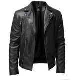 Chaqueta De Cuero Con Cuello Alto Para Hombre Punk Motorcycl