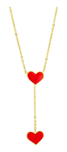 Collar Corazón Colgado De Acero Inoxidable - Bañado Oro 18k