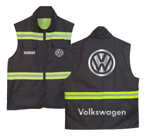 Chaleco Industrial Volkswagen Logo En Vinil Reflejante 