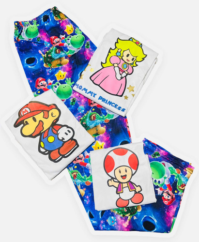 Pijama Mario Bross Para Pareja Y El Hijo