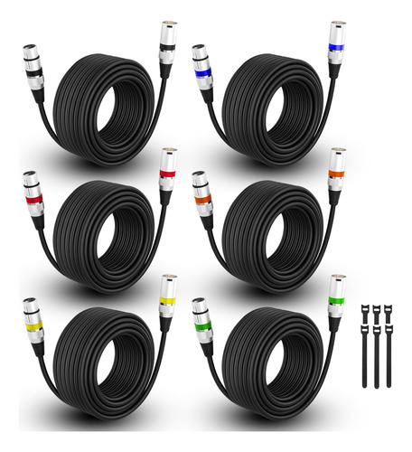 Aeekoo Cables Xlr De 25 Pies, Paquete De 6 Unidades, Xlr Mac