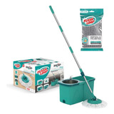 Mop Giratório Pro Balde Flash Limp + Esponja Poliéster