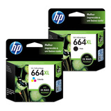 Kit Cartucho Original Hp 664 Xl Preto E 664 Xl Color P 3700