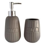 Set Ceramica Abril Dispenser Y Portacepillo Accesorios Baño