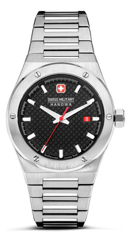 Reloj Swiss Military Smwgh2101604 Para Hombre Cristal Zafiro Color De La Malla Plateado Color Del Bisel Plateado Color Del Fondo Negro