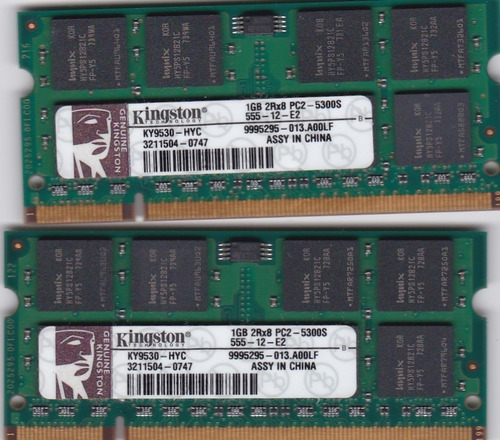 Memoria Ram Para Portátil 2gb 2x1gb Kingston Ky9530 - Hyc