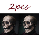 Máscara De Halloween 2p Cabeza Crânio Completa Esqueleto Lát