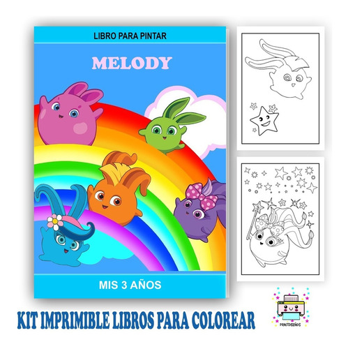 Kit Imprimir Librito Para Pintar Personalizado Sunny Bunnies