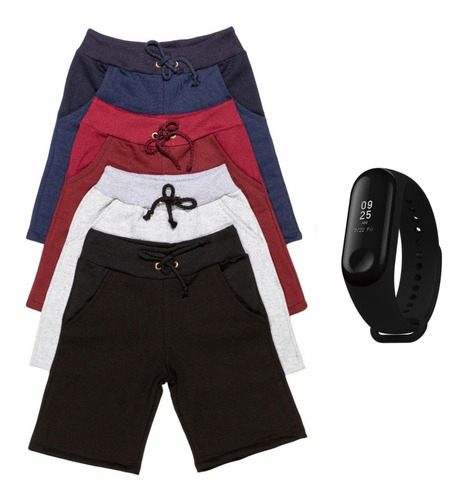 Kit 4 Bermudas Juvenil Infantil Moletom Moletinho Com Bolso