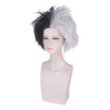 Cruella Vil Wigs Women Mix Peruca De Cabelo Sintético Peruca