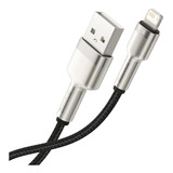 Cable Usb Metálico Mallado Para iPhone 5 Hasta 13 / Baseus Color Negro