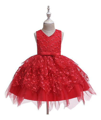 Vestido De Princesa Rosa Para Niña Nueva, Vestuario Elegante