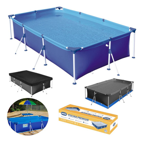 Piscina Mor Retangular Ferro 3700 Litros Com Capa E Forro