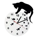 Reloj De Pared Gato Y Pez Decoración Del Hogar