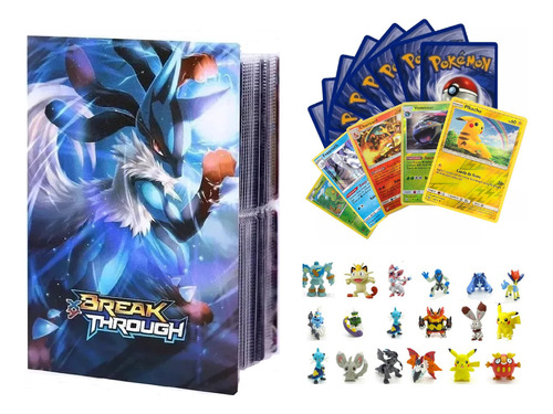 Album Pokémon Lucario P/ 240 Cards + 25 Cartas + Brinde