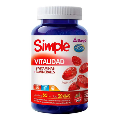 Simple Bago Vitalidad Minerales Vitaminas 60 Pastillas Goma Sabor Frutilla | MercadoLibre