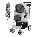 Carro De Perro Plegable Giantex, 4 Ruedas, Cesta Y Correa