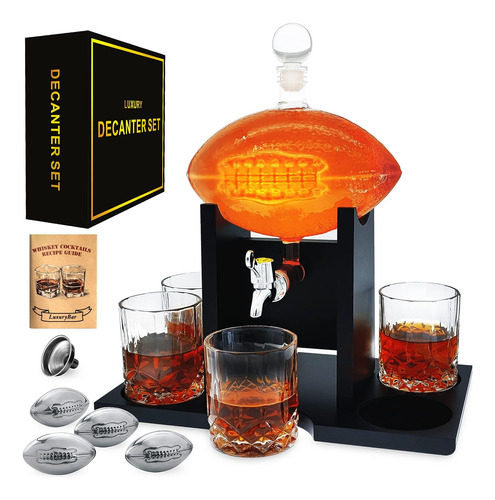 Football Whiskey Decanter Set With Glasses Spout 4chiller...