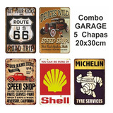 Combo Carteles Vintage Garage - 20x30cm X 5 Unid 