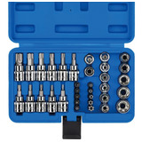 Juego De Dados Y Puntas 3/8 Torx, 34 Pz, Hembra Y Macho