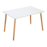 Mesa De Comedor Rectangular Madera Laqueada - Eames 140x80 Color De La Tapa Blanco