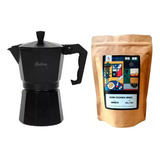 Cafetera Hudson Negra 6 Full Black + Cafe Blend 250 Gramos