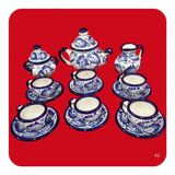 -50% Juego De Café De Talavera Poblana Express Azul Chico M42 Cfx