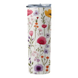 Termo Cafe Skinny Tumbler Flores Mujer Regalo 