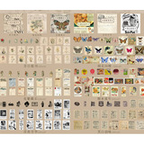 Set 300 Stickers En Cajas Diseño Vintage Scrapbooking Bujo