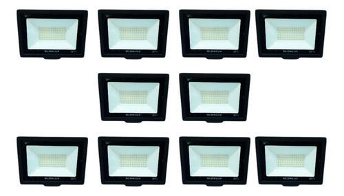 Pack X10 Proyector Reflector Led 50w Cálido Glowlux - E. A.