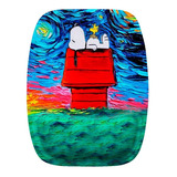 Mouse Pad Ergonomico Snoopy Sentado Fundo Azul