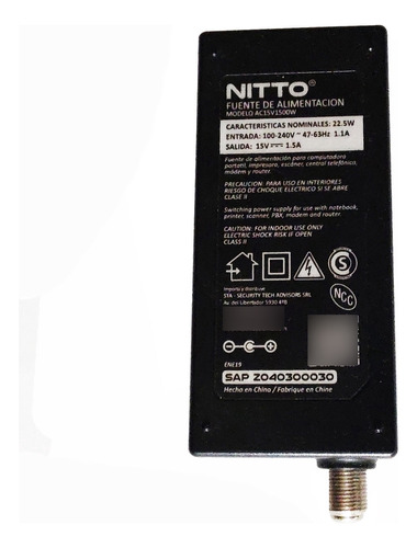 Fuente  Switching Nitto 15v 1.5a Poc (power On Caxil)