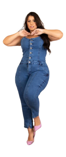 Macacão Pantacoste Jeans  Feminino Moda Plus Size T 46 A 52