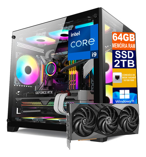 Pc Gamer I9 14900kf, Ssd 2tb Nvme, 64gb Ddr5, Rtx 4090 24gb