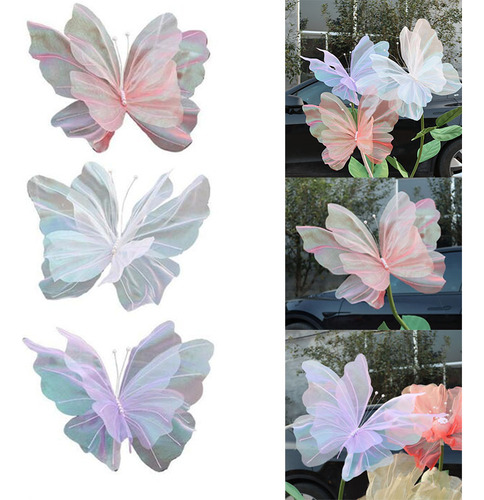 Mariposa Tridimensional De Gasa Gigante 3d De 50 Cm, 3 Pieza