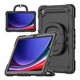 Funda Negra Con Asa Atril Para Galaxy Tab A9+ De 11 Pulgadas