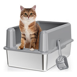 Pematar Caja De Arena Para Gatos De Acero Inoxidable, Caja D