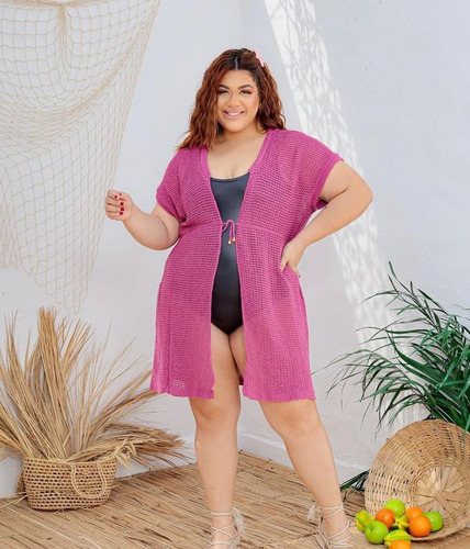 Kit 10 Colete De Praia Plus Size Aberto Saida Trico Atacado